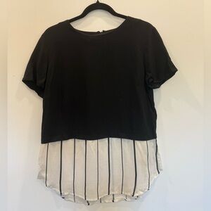 Black and White Striped Women's Top